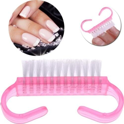 Plastic Manicure Clean Nail Brush Tools Pink Color For Acrylic Pedicure Tool (1 Pc)