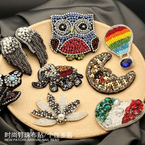 POP 3D Owl Wing Sequin Bead Diamond Sewing Patches for Clothing Clothing Patch Tide Decoration Handmade Accessories Sew on Diy