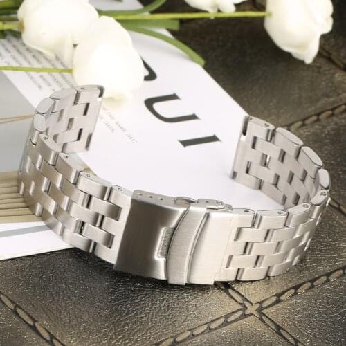 20/24MM Watch Band Premium Stainless Steel Tank Link Watch Strap Folding Clasp with Safety Silver/black/gold Wrist Watch Band