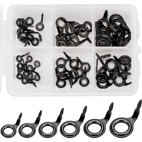 60pcs/box #4-#10 Fishing Rod Guides Repair Kit Ceramic Ring Casting Fishing Pole Guides Fishing Tackle