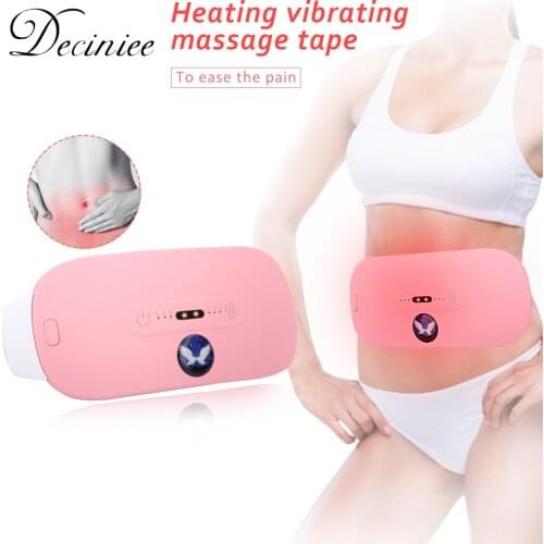 Pink Electric Cramp Relief Waist Belt Menstrual Heating Pad Back Belly Pain Relief for Women Waist Vibration Massage Relaxation