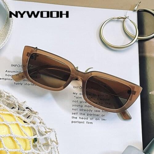 NYWOOH Retro Small Cat Eye Sunglasses for Women 2021 Luxury Sun Glasses Men Fashion Jelly Milk Tea Color Sunglass for Ladies