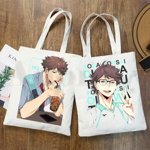 Oikawa Tooru Haikyuu Aoba Johsai High School Anime Handbags Shoulder Bags Casual Shopping Girls Handbag Women Elegant Canvas Bag