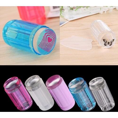 Light Weight DIY Jelly Nail Art Stamping Clear Soft ABS + Silicone Stamper Scraper Plate Set 60*30*30mm Five Colors