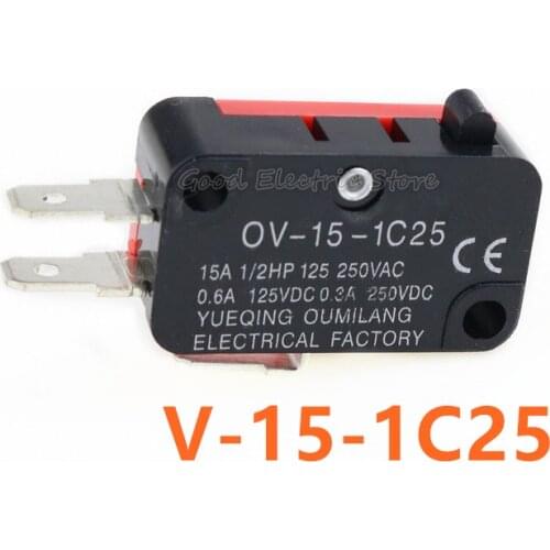 V-15-1C25 15A 250VAC Push Button SPDT 1NO 1NC Micro Switch