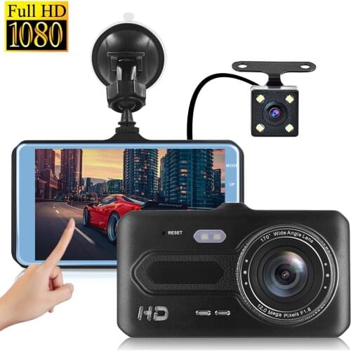 Touch Screen Car DVR Camera Dual Lens Full HD 1080P Dash Cam Night Vision G-Sensor Car Black Box + Reverse Parking Auto Dashcam