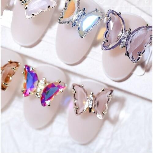 Rotating Butterfly Zircon Diamond Trim Manicure Super Flash Stereo Cat Eye Flower Transferring Bead Nail Stick No Fading