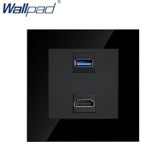 Wallpad Luxury HDMI USB 3.0 Data Transmission Socket crystal Glass Switch Free Shipping
