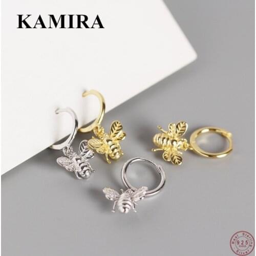 KAMIRA Real 925 Sterling Silver Bohemian Bee Insect Tassel Drop Earrings for Women Party Unique Punk Rock Loop Fine Jewelry 2021