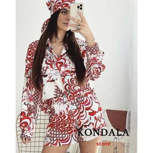 Za 2021 Beach Chic Red Floral Women Shirt Suits Elegant Summer Oversized Long Shirts and High Waist Wide Leg Shorts Boho Sets