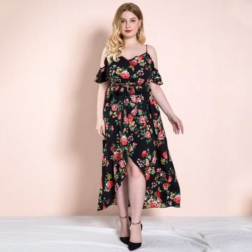Xl-4xl Summer WomenS Dress 2021 Floral Print Dress Long Vintage Maxi Party Beach Women Dresses Light Prom Large Plus Size Curv