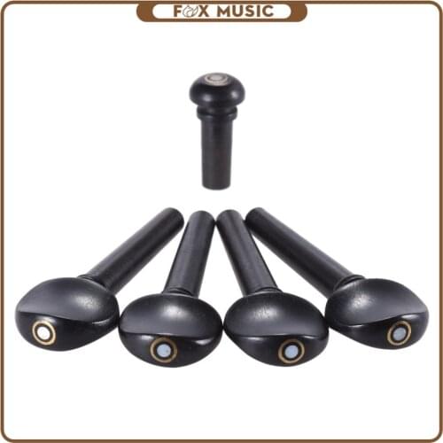 1/8 1/4 1/2 3/4 4/4 Size Ebony Wood Violin Fiddle Tuning Pegs Endpin Set Replacement Black