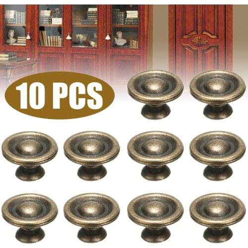 10pcs Antique Brass Furniture Knobs Handles Kitchen Bedroom Doors Cabinet Drawers Cabinet Hardware Knobs