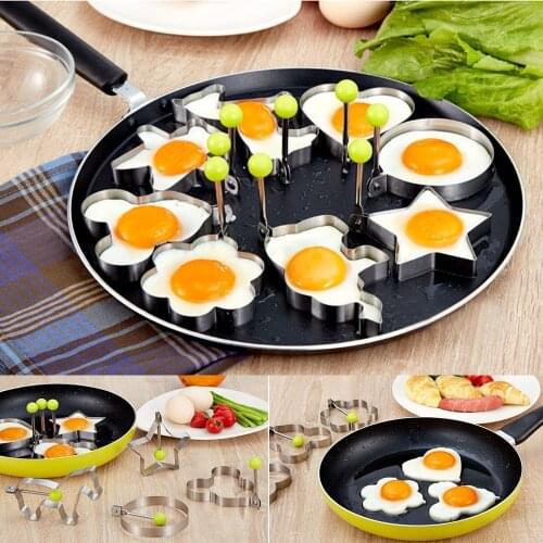 Pripaso 10 Pack Reusable Egg Ring Pancake Mold Creative Stainless Steel Omelette Cooking Mold Non-Stick Kitchen Cooking Tools