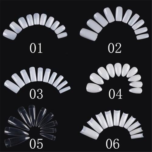 100pcs/Box False Coffin Nails Ballerina Long Clear/Natural/Pink Fake Nails Half French Acrylic Nail Tips 10 Size Press On Nails