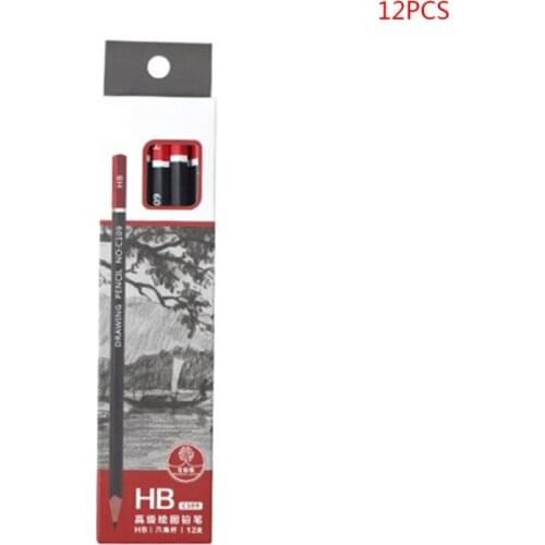 12pcs/box Graphite Pencil Sketch Drawing Writing 2H HB 2B 3B 3H 4B 5B 6B 8B 10B 4X7E