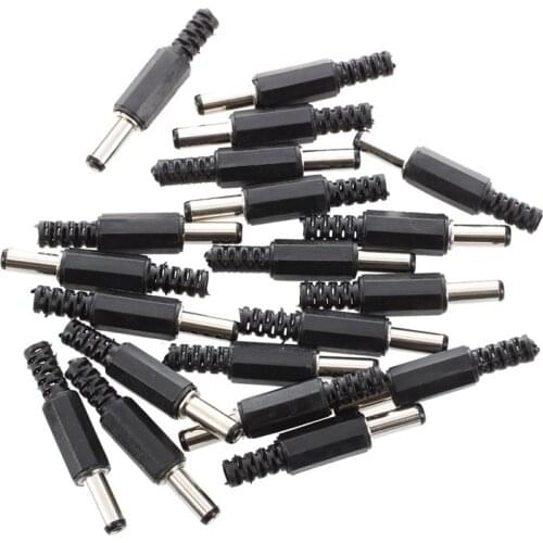 20 Pcs Black 2.5mm x 5.5mm DC Power Male Plug Jack Adapter