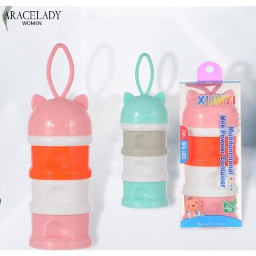 3 Layer Portable Safe Formula Dispenser Baby Food Container Candy Fruit Food Storage Cartoon Milk Powder Box Snack Cup Baby Box
