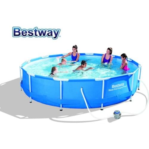56416 Bestway 366*76cm Frame Swimming Pool with Filter(220V)/12'*30" outdoor Above Ground Thick Paddling Pool/Steel Frame Pool