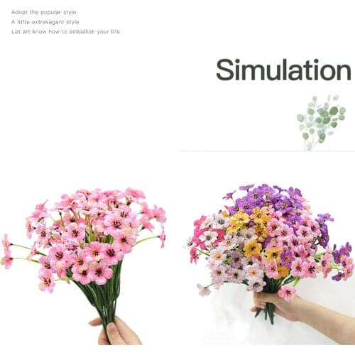 6pcs/Bouquet 5 forks 17 Flowers Violet Preserved Real Flower Bouquet Fake Artificial Flowers for Home Wedding Decoration