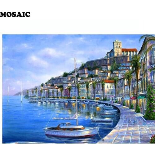 Diamond Embroidery sea Landscape Diamond Paintings DIY 5d house Mosaic Pictures Point Diamant embroidery home decor