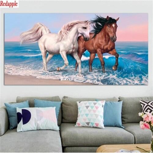 DIY Diamond Painting Abstract art galloping horses by the sea diamond Embroidery 5d mosaic Diamond needlework cross stitch