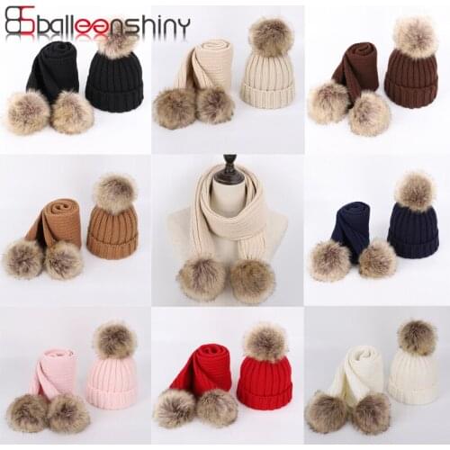 BalleenShiny Baby Hat Scarf Suit Autumn Winter Knitteed Child Hat Scarf Set Boys Girls Windproof and Warm for Outdoor Play Ear