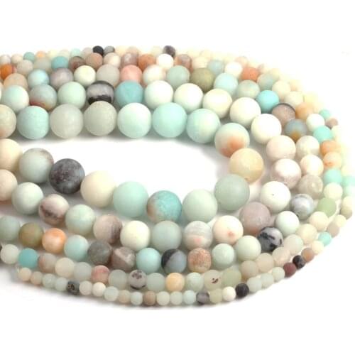 2020 Natural Frosted Amazonite Loose Beads Round Shape Making DIY for Jewelry Bracelet Necklace Accessories for Women