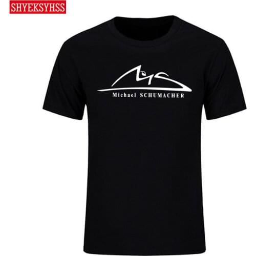 F1 driver Schumacher signature printed T shirt mens racing apparel short-sleeved shirt Tshirt driver fans O-neck cotton T-shirt