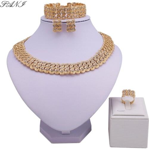 Fani Fashion African Beads Jewelry Set Brand Exquisite 2018 Dubai Gold Colorful Jewelry Set Nigerian Wedding Bridal Bijoux