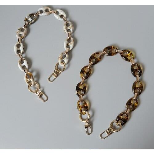 Leopard Acrylic Resin Bag Strap Chain Replacement Shoulder Bag Chain Retro Removable Thick Chain Bag Handle Decoration Accessory