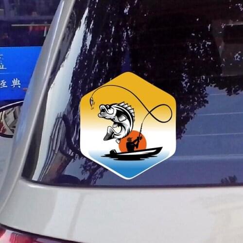 Go Fishing Mark Car Sticker Vinyl Decals for Rear Windshield Side Window Motorbike Motorcycle 12CMX13CM