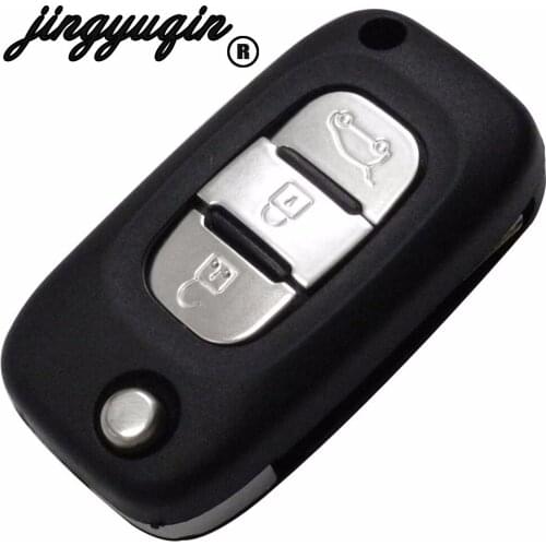 Jingyuqin for Renault Clio Megane Kangoo Modus 3 Buttons Remote Flip Folding Car Key Shell Case Uncut Blade