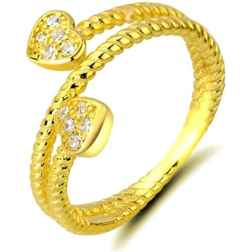 Limited Offer OMYFUN Heart Anillo 100% Original Solid 925 Silver Ring Gold Color Engagement Ring Jewelry Wedding Rings for Women