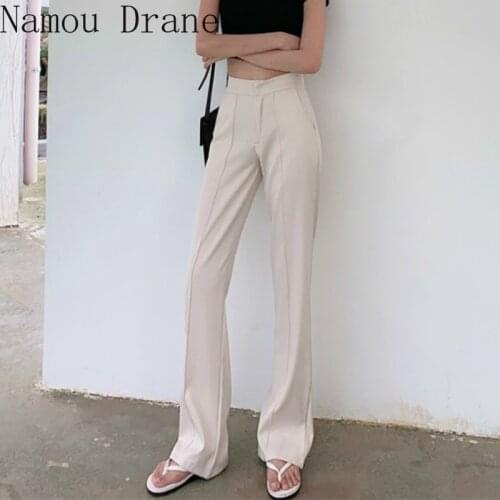 Korean chic Simple Joker High Waist Casual Pants Womens Autumn 2020 New Straight Micro Horn Pants Sweeping Pants