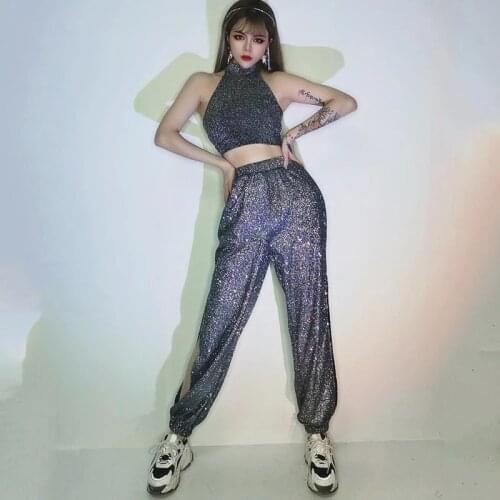 Jazz Dance Costume Girl Shiny Sliver Sexy Outfits For Womne Gogo Dance Performance Clothes Modern Dance Ds Stage Costume sets