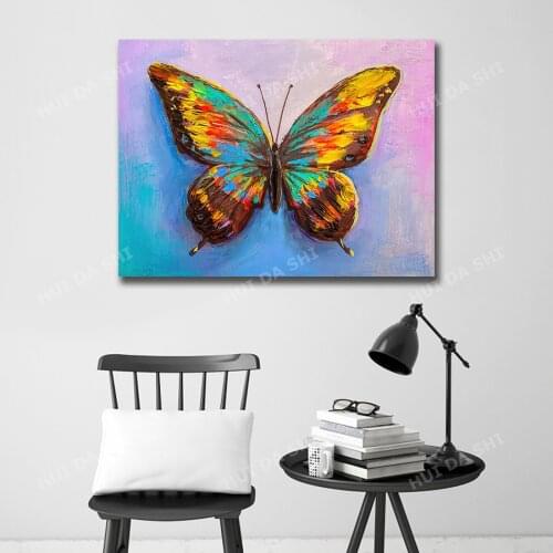 Butterfly Colorful, Abstract Oil Painting, Animal Abstract,Butterfly,Modern Wall Art Canvas, Minimalist Butterfly Artwork