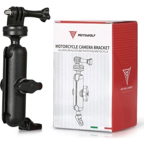 Motorcycle Bike Camera Holder Handlebar Mirror Mount Bracket 1/4 Metal Stand For GoPro Hero8/7/6/5/4/3+ Action Camera Accessorie