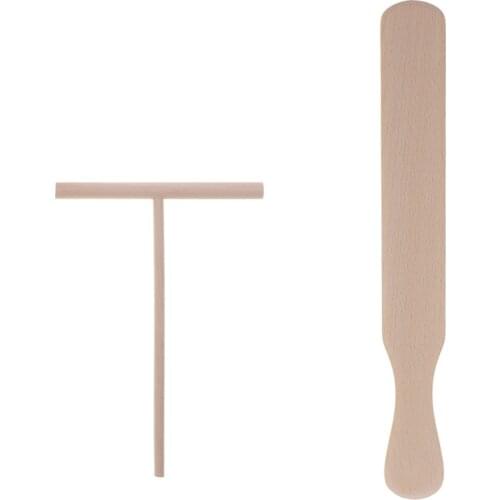 LUDA 2Pcs Pancake Cooking Utensils Wooden Crepe Spatulas and Spreader Set -Tortilla Rake Batter Spreading Tools Kitchenware