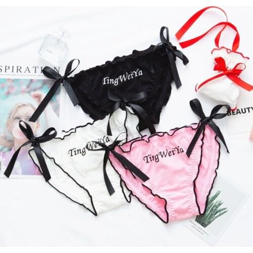 Fashion panties for women girls bow tie underpants cute letter design cotton underwear women
