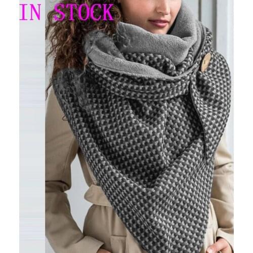 24h Ins 2020 Fashion Women Hijab Printing Button Soft Wrap Casual Warm Scarves Shawls Scarves Women Plain Scarves Scarf