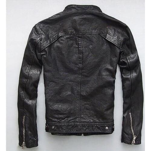 Men Leather Jacket Genuine Real Sheep Goat Skin Brand Black Male Bomber Motorcycle Biker Mans Coat Autumn Spring Clothes zlg88