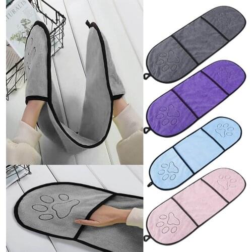 Soft Ultra-Absorbent Pet Bath Towel Super Absorbent Quick Dry Pet Drying Towel With Pocket For Cats Dogs 23 X 65cm