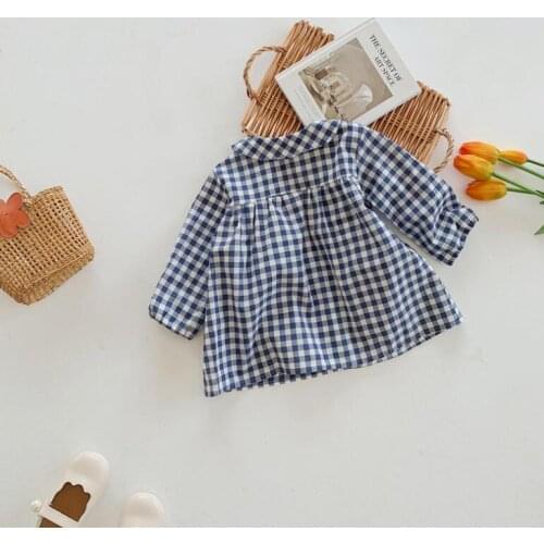 2021 New Stlye Girls Plaid Shirt Cotton Autumn Full sleeve Fashion Kids top 2-8 year CO933
