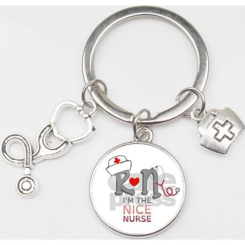 New Fashion Doctor Nurse Glass Stethoscope Alloy Key Ring Medical Bag Men Women Key Chain Bag Charm Love Souvenir Gifts