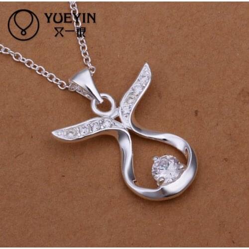 Silver plated pendant Necklaces for women Wedding jewelry Halskette Wholesale ornaments