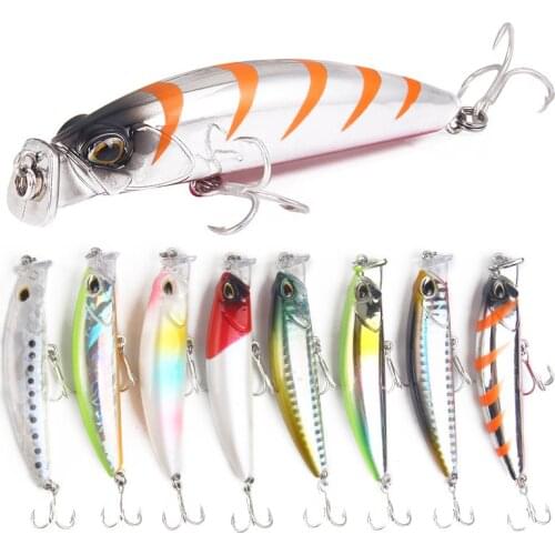 1pcs Popper Fishing Lures Swimbait 8CM/10G 3D Eyes Fish Pale Chub Bass Pikes Tying Sea Cockpit Bass Bait Tackle
