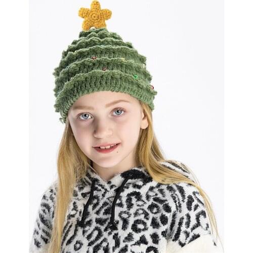 Autumn and winter new parent-child hat WesternChristmas adult children hat Christmas tree star woolen hat to keep warm party hat