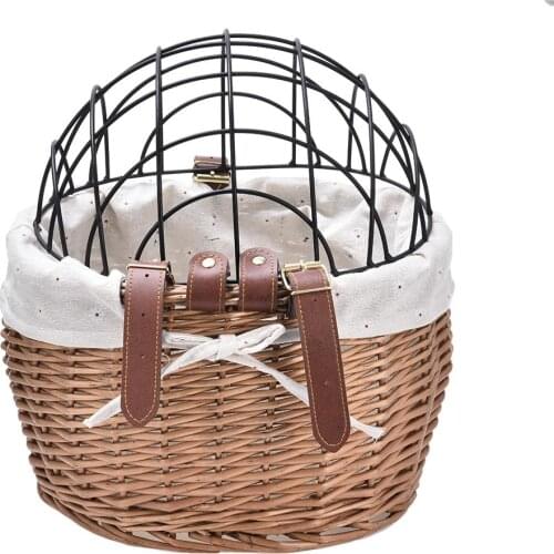 Pet supplies Woven Bike Basket Front Handlebar Wicker Bicycle Small for Pet Carrier Adult Boys Girls cat bag
