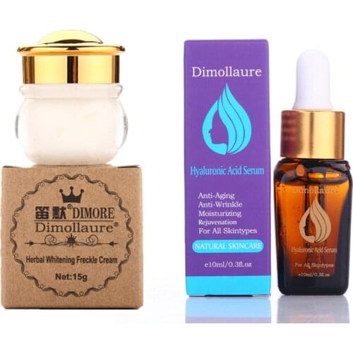 Dimollaure herbal whitening cream +Hyaluronic Acid serum Moisturizers melasma speckle sunburn pigment Melanin face care cream
